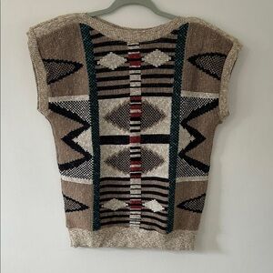 Vintage Courtney Rhodes Sweater Vest Women’s L Geometric Aztec Patterned Cotton